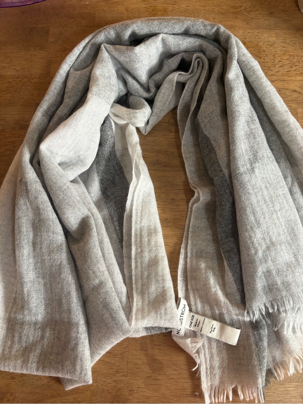 Nordstrom Two-Tone Gray Cashmere Scarf *flaw
